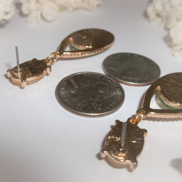 Pre-owned Earrings, Earrings, Yellow Green Gold Earrings, Green Earrings, 7675 - Picture 6 of 7